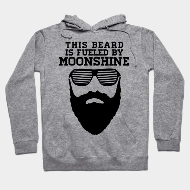 This Beard is Fueled by Moonshine in Black Text Hoodie by WordWind